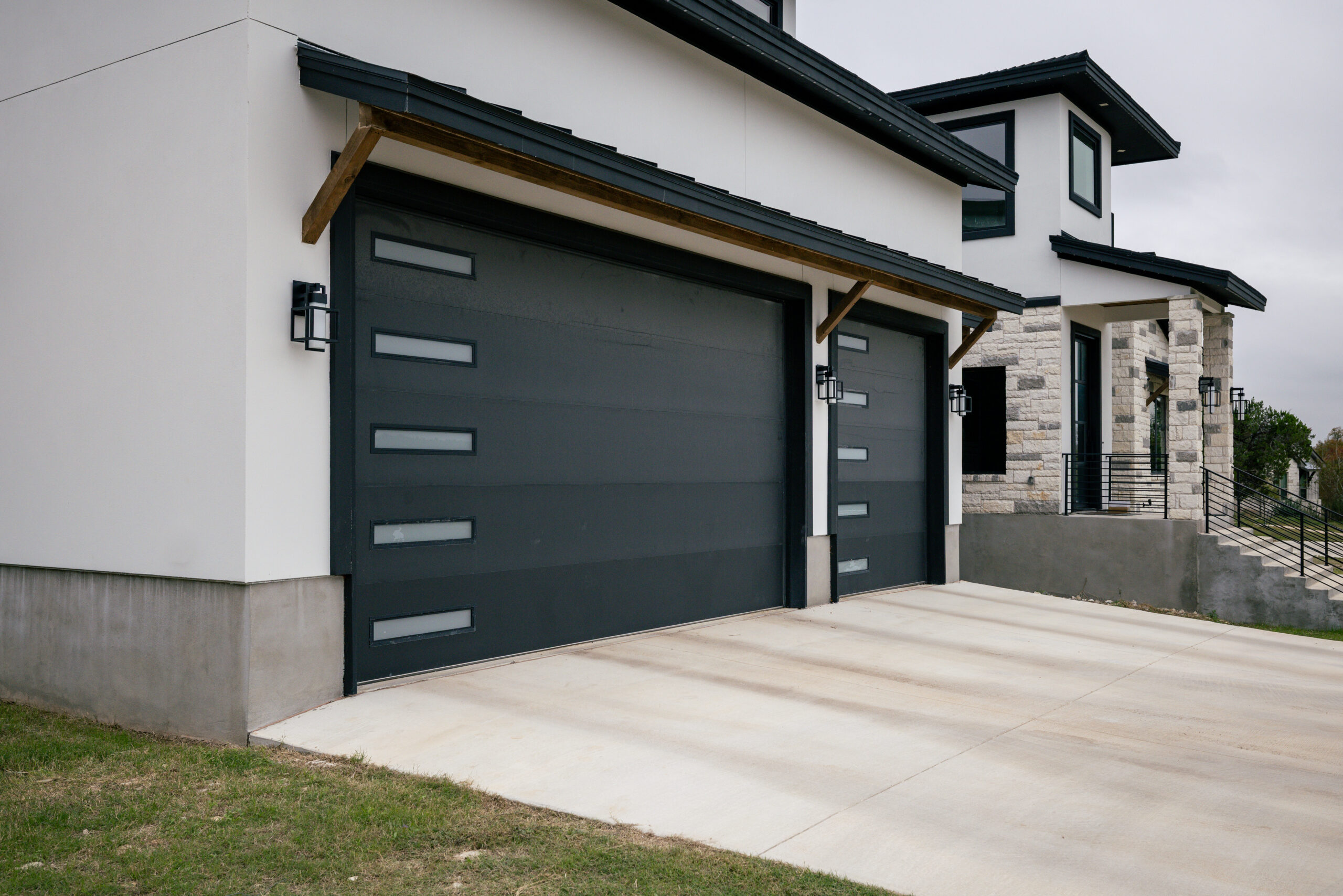 black modern garage door