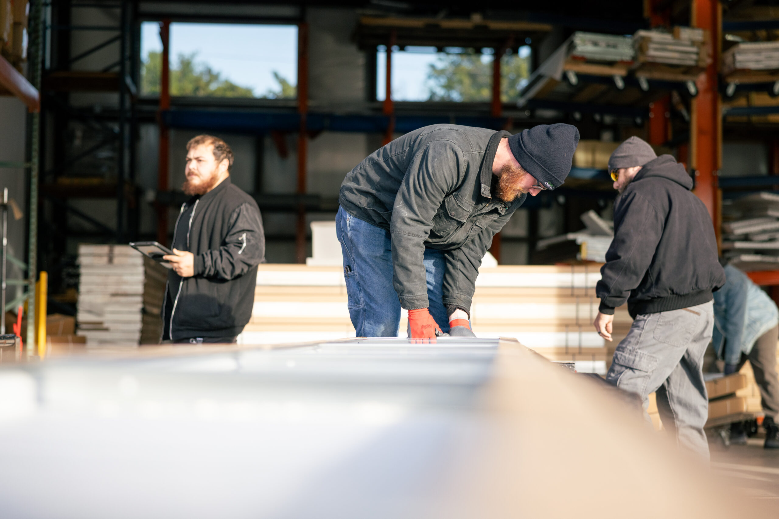 warehouse employees working