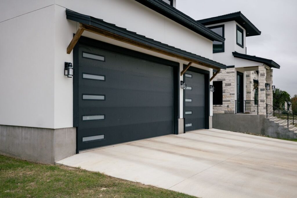 Dark modern garage doors