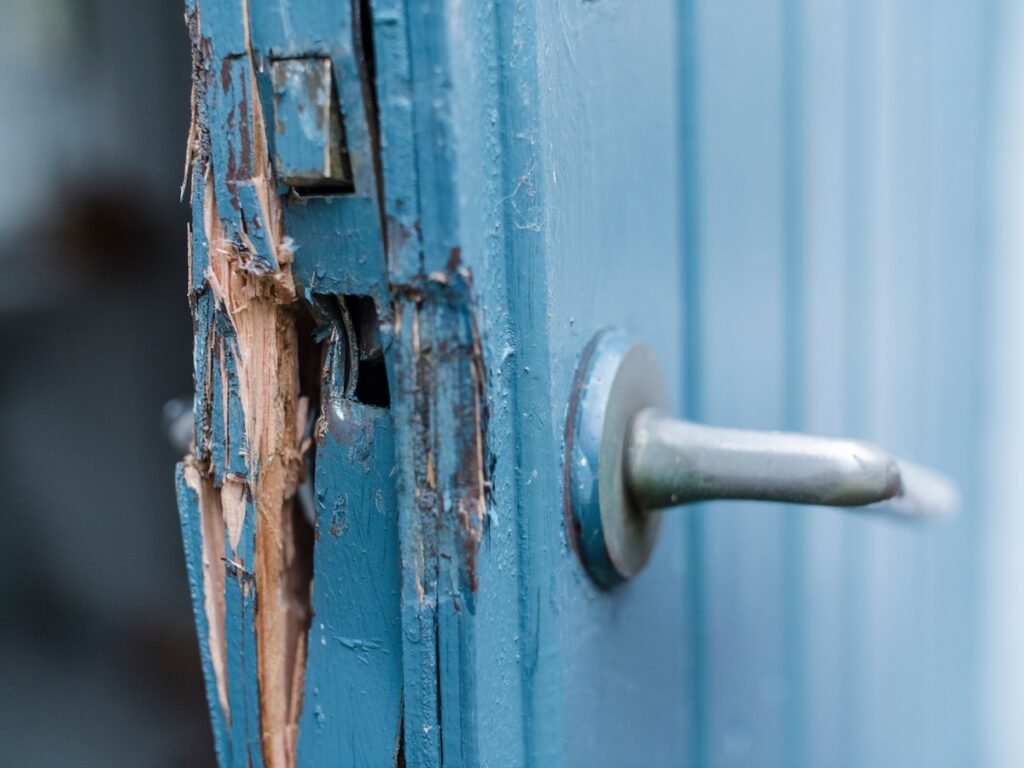 Damaged entry door