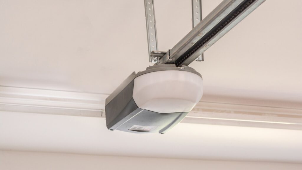 Automatic Garage Door Opener Motor on the Ceiling. Close Up